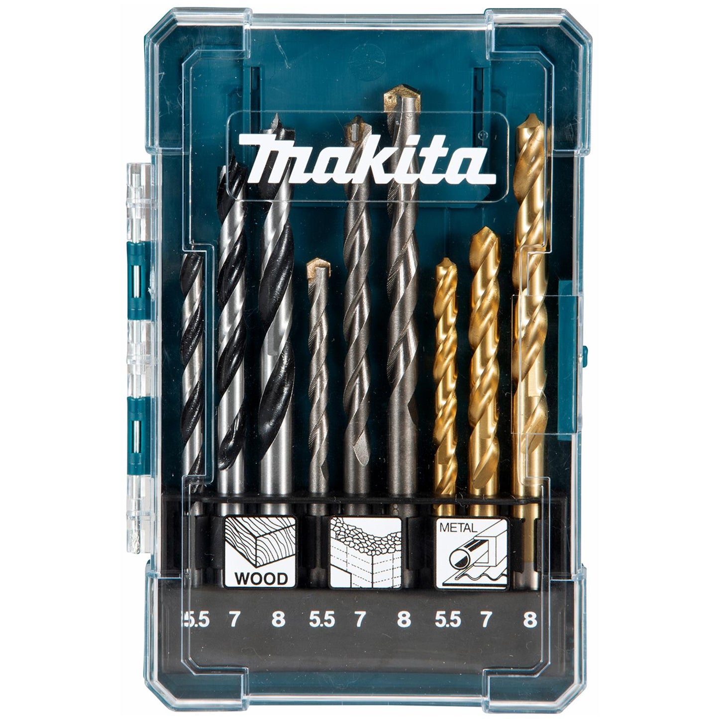 Makita 13-Piece Multi-Material Drill Bit Set ā Wood, Concrete & Metal Compatible